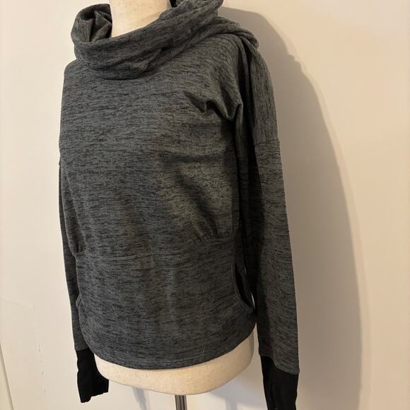 Athleta Women's Batwing Cowl Gray Pullover Large Pockets S Small - Picture 2 of 9